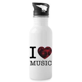I Love Music - Trinkflasche mit integriertem Trinkhalm - Weiß - Rechts