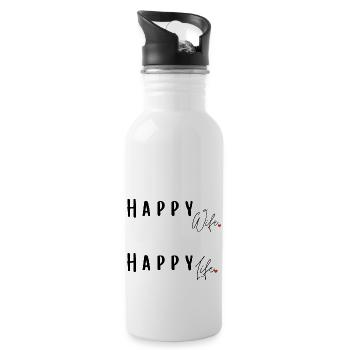 Happy Wife Happy Life - Water bottle with straw - white - Right