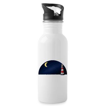 Maritime Nautical Lighthouse Starry Sky Fantasy - Water bottle with straw - white - Right