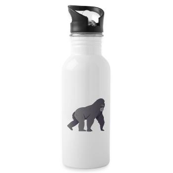 Silberrücken | Gorilla - Trinkflasche mit integriertem Trinkhalm - Weiß - Rechts
