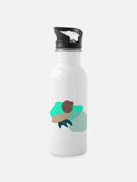 Abstract Shapes - Trinkflasche mit integriertem Trinkhalm - Weiß