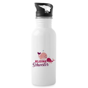 Wale - kleine Schwester - Trinkflasche mit integriertem Trinkhalm - Weiß - Rechts