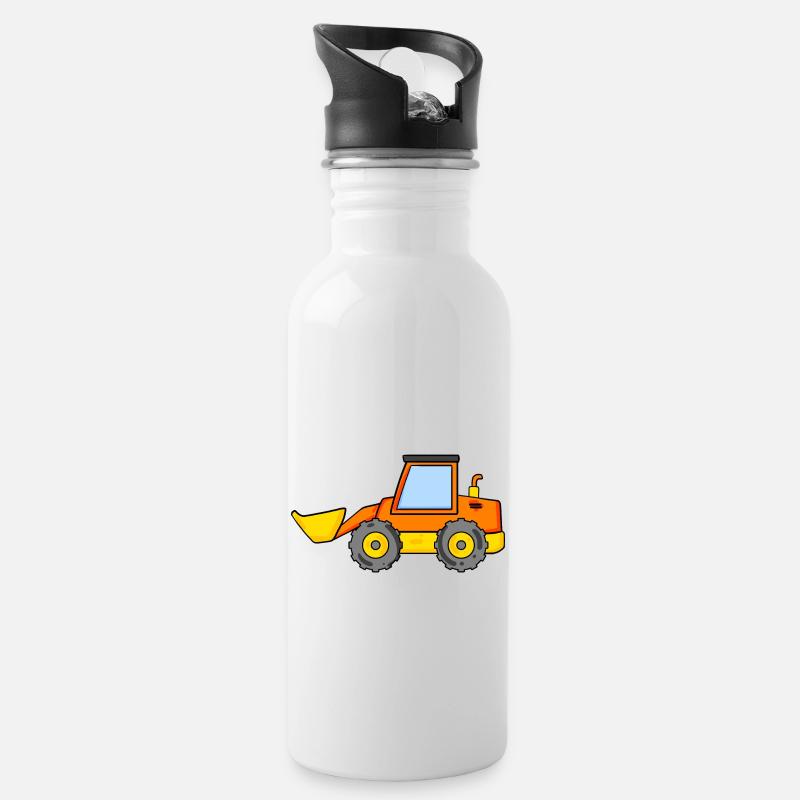 Bagger - Trinkflasche mit integriertem Trinkhalm - Weiß