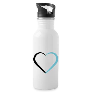 coeur - Gourde avec paille intégrée - blanc - Droite