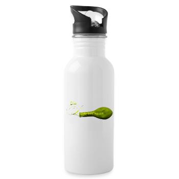 Die Luft ist raus.... - Trinkflasche mit integriertem Trinkhalm - Weiß - Rechts