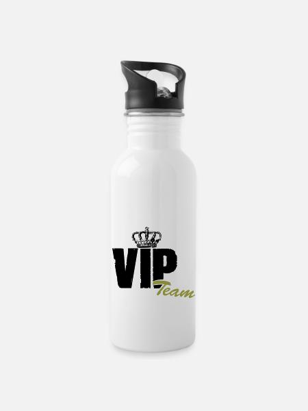 vip team - Trinkflasche mit integriertem Trinkhalm - Weiß