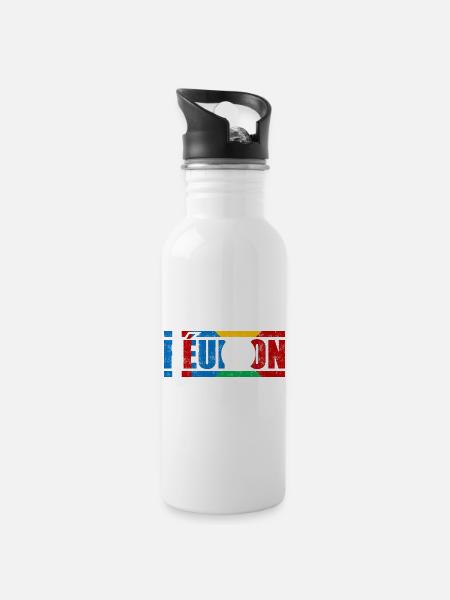 Réunion - Trinkflasche mit integriertem Trinkhalm - Weiß