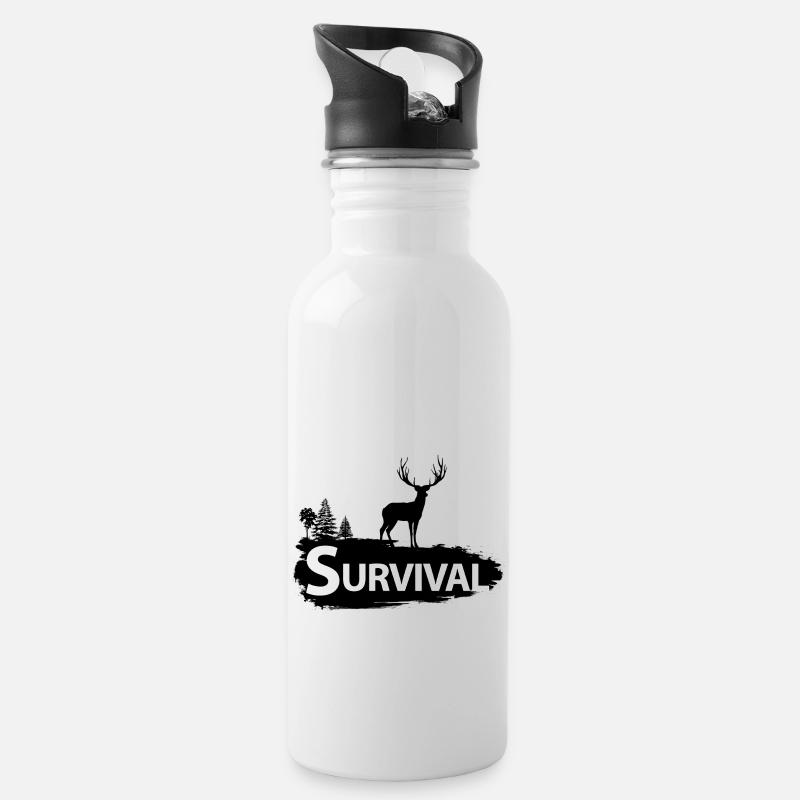 Survival - Trinkflasche mit integriertem Trinkhalm - Weiß
