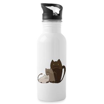 Katzen - Trinkflasche mit integriertem Trinkhalm - Weiß - Rechts