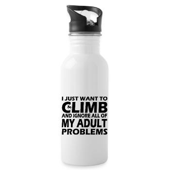 Bouldern Klettern Climbing - Trinkflasche mit integriertem Trinkhalm - Weiß - Rechts