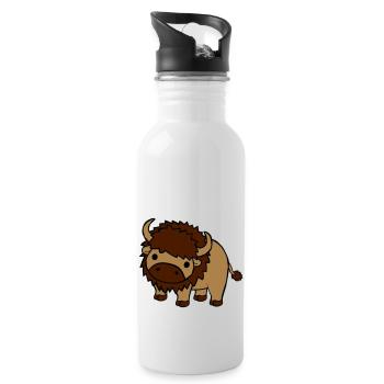 Sweet large bison - Water bottle with straw - white - Right