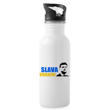 Slava ukraini - Water bottle with straw - white - Right