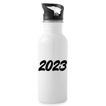 2023 - Trinkflasche mit integriertem Trinkhalm - Weiß - Rechts