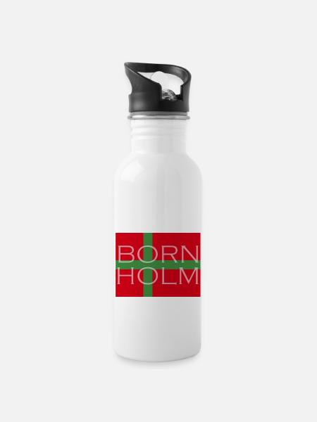 bornholm design - Water bottle with straw - white