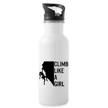 Climb Like A Girl Rock Climbing - Water bottle with straw - white - Right