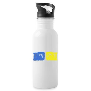 free ukraine blau gelb slava ukraini selenskyj - Trinkflasche mit integriertem Trinkhalm - Weiß - Rechts