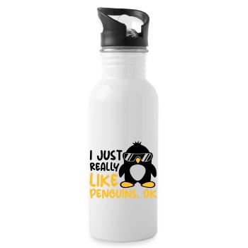 J’aime juste les pingouins - Gourde avec paille intégrée - blanc - Droite