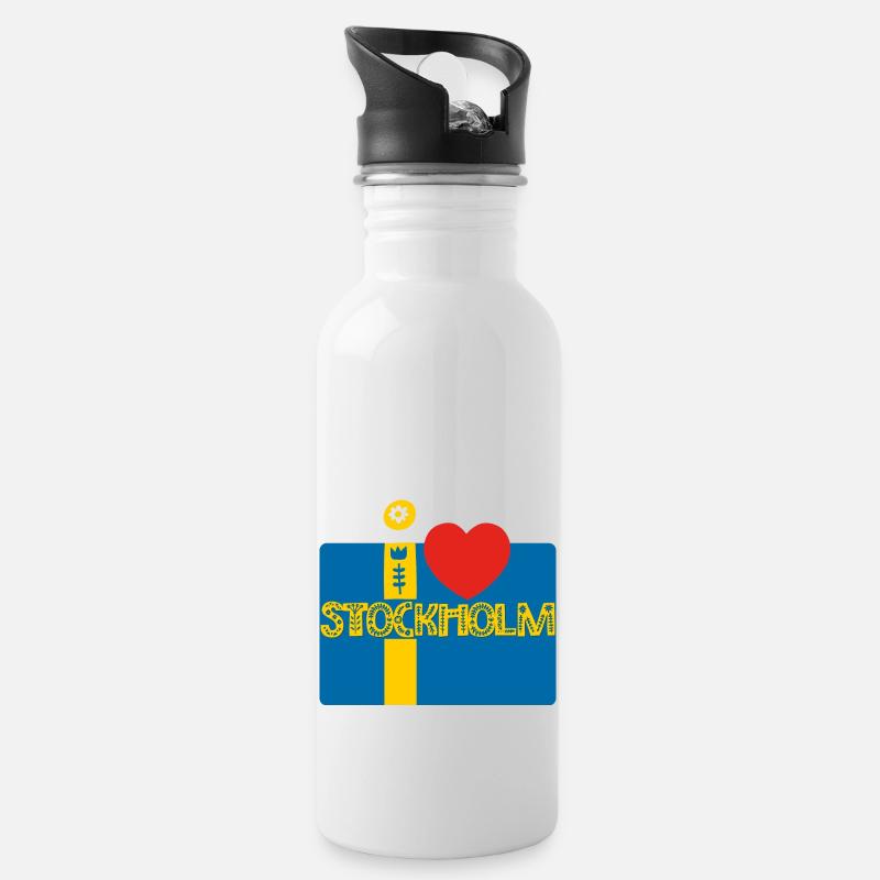 Stockholm - Trinkflasche mit integriertem Trinkhalm - Weiß
