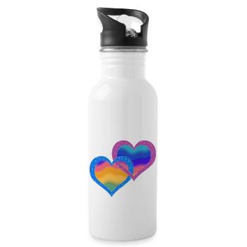 Herz - Trinkflasche mit integriertem Trinkhalm - Weiß - Rechts