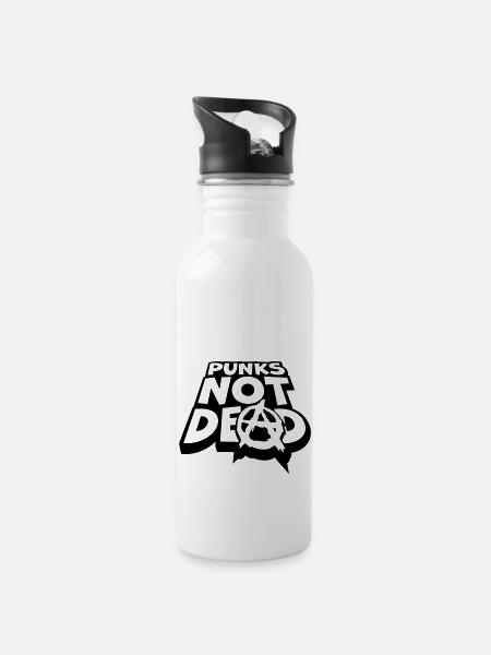 punks not dead Zitat - Trinkflasche mit integriertem Trinkhalm - Weiß