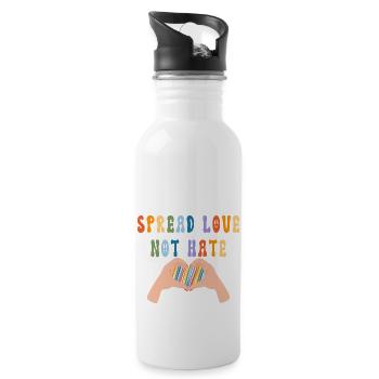 Spread Love Not Hate - Water bottle with straw - white - Right
