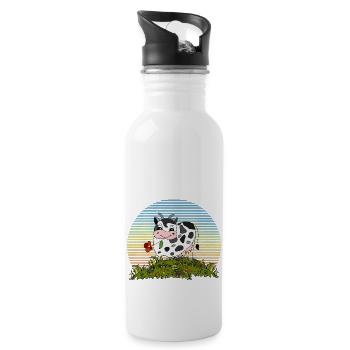 Cow - Water bottle with straw - white - Right