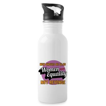 Frauen Gleichberchtigung Design und Feminist - Trinkflasche mit integriertem Trinkhalm - Weiß - Rechts