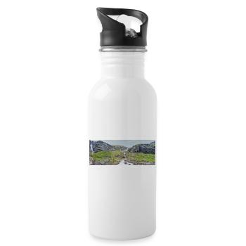 Trollstigen, Tverelva Landschaft Stigfossen Norwegen - Trinkflasche mit integriertem Trinkhalm - Weiß - Rechts