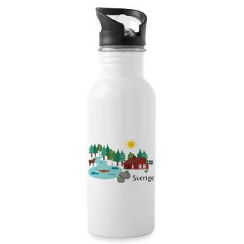 Sverige Schweden - Trinkflasche mit integriertem Trinkhalm - Weiß - Rechts