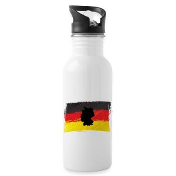 Deutschland - Trinkflasche mit integriertem Trinkhalm - Weiß - Rechts