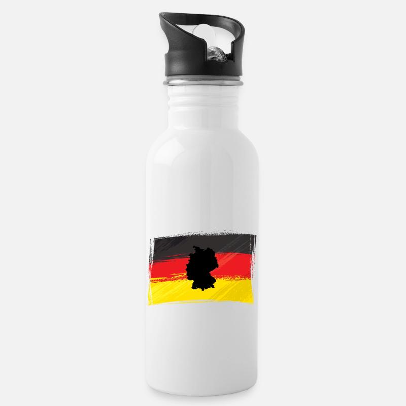Deutschland - Trinkflasche mit integriertem Trinkhalm - Weiß