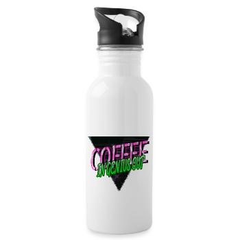 statement morning present drinking geek funny bday - Water bottle with straw - white - Right