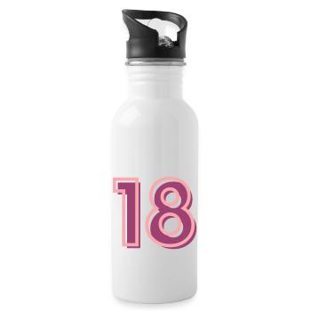18 Geburtstag - Trinkflasche mit integriertem Trinkhalm - Weiß - Rechts