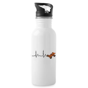 RC Car Herzschlag EKG - Trinkflasche mit integriertem Trinkhalm - Weiß - Rechts