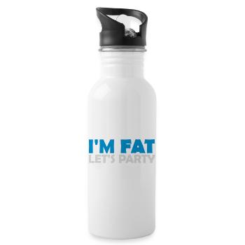 im fat lets party - Trinkflasche mit integriertem Trinkhalm - Weiß - Rechts