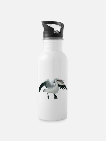 Funny Graupelikan - Water bottle with straw - white
