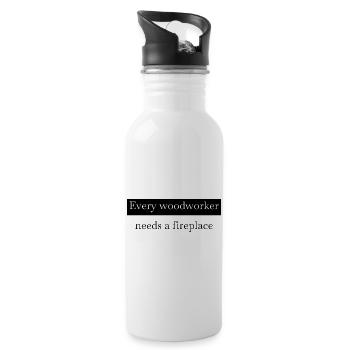 woodcutter funny sayings aaron carpenter tshirts - Water bottle with straw - white - Right