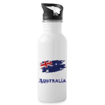 Flag Patriot Gift Country Flag Australia - Water bottle with straw - white - Right