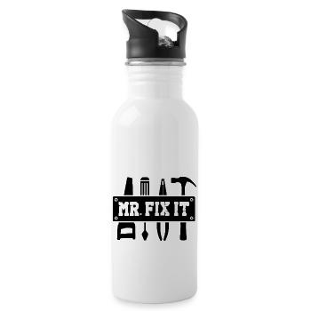 Mister Fix it he can repair everything, craftsmen - Water bottle with straw - white - Right