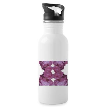 rosa rose viereck - Trinkflasche mit integriertem Trinkhalm - Weiß - Rechts