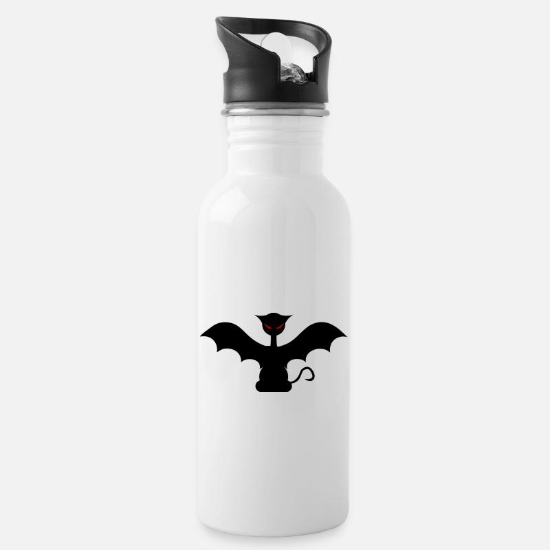 bad bat cat - Water bottle with straw - white