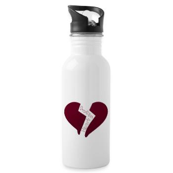 gebrochenes Herz - Trinkflasche mit integriertem Trinkhalm - Weiß - Rechts
