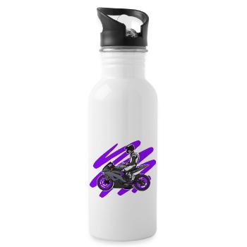 Motorcycle Lifestyle / Motorrad / Motorräder biker - Trinkflasche mit integriertem Trinkhalm - Weiß - Rechts