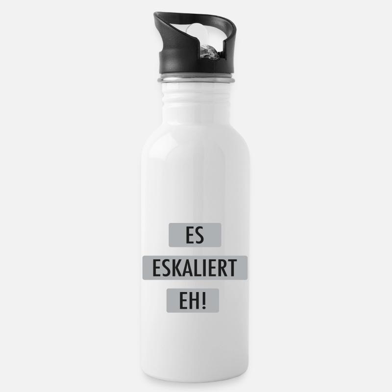 Es eskaliert eh! - Trinkflasche mit integriertem Trinkhalm - Weiß
