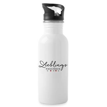 Lieblingsfruendin - Lieblings Freundin - Trinkflasche mit integriertem Trinkhalm - Weiß - Rechts