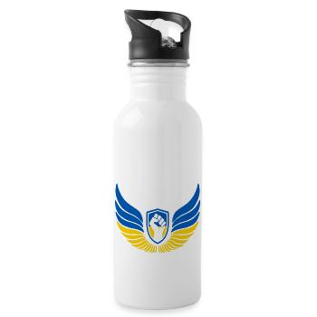 Ukraine Logo - Trinkflasche mit integriertem Trinkhalm - Weiß - Rechts
