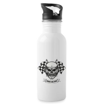 Totenkopf Motorradfahrer Ride Or Die - Trinkflasche mit integriertem Trinkhalm - Weiß - Rechts
