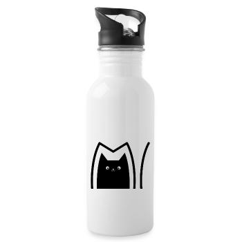 Katze_Comic_Style - Trinkflasche mit integriertem Trinkhalm - Weiß - Rechts