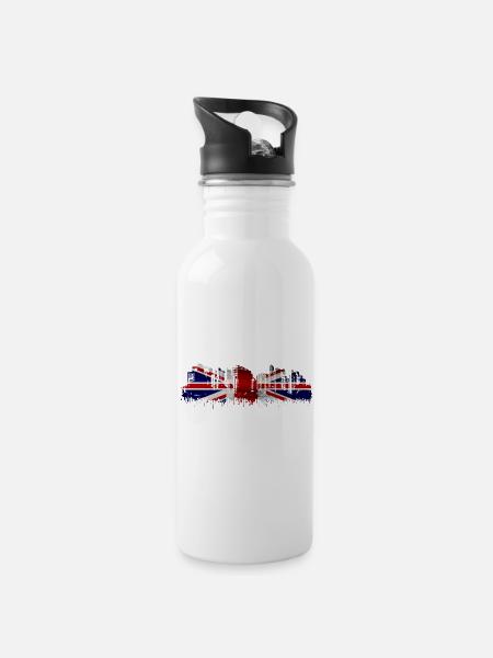 England UK London British English United Kingdom - Water bottle with straw - white