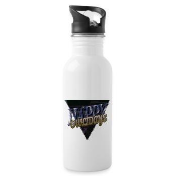 Jokes Sayings Bday Awesome Dino Bike Moon - Water bottle with straw - white - Right